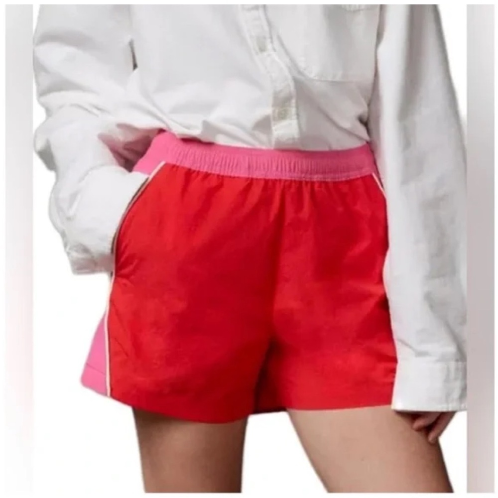 BDG URBAN OUTFITTERS Pink & Red Jess Athletic Nylon Track Shorts Sz Large